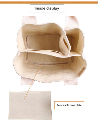 Gray Canvas Lunch Tote Bag - Stylish Handbag with Multiple Compartments for Women - Image 4