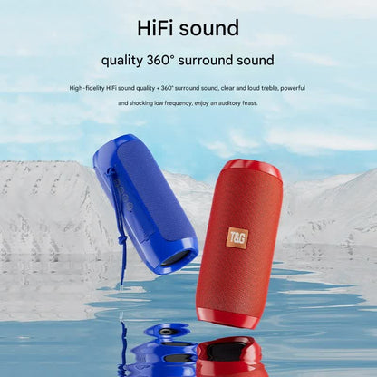 Blue (orange stripes)Portable Bluetooth Speaker - HiFi 360 Degree Audio Wireless Mini Speaker, Support Hands-free Calling - Image 4