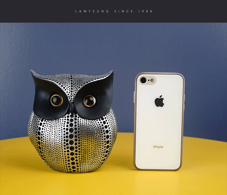 White resin owl statue - modern perforated design for living room TV cabinet and entryway decoration - Image 6