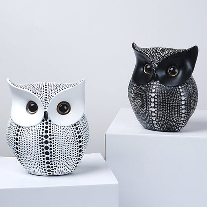 Black resin owl statue - modern perforated design for living room TV cabinet and entryway decoration - Image 6