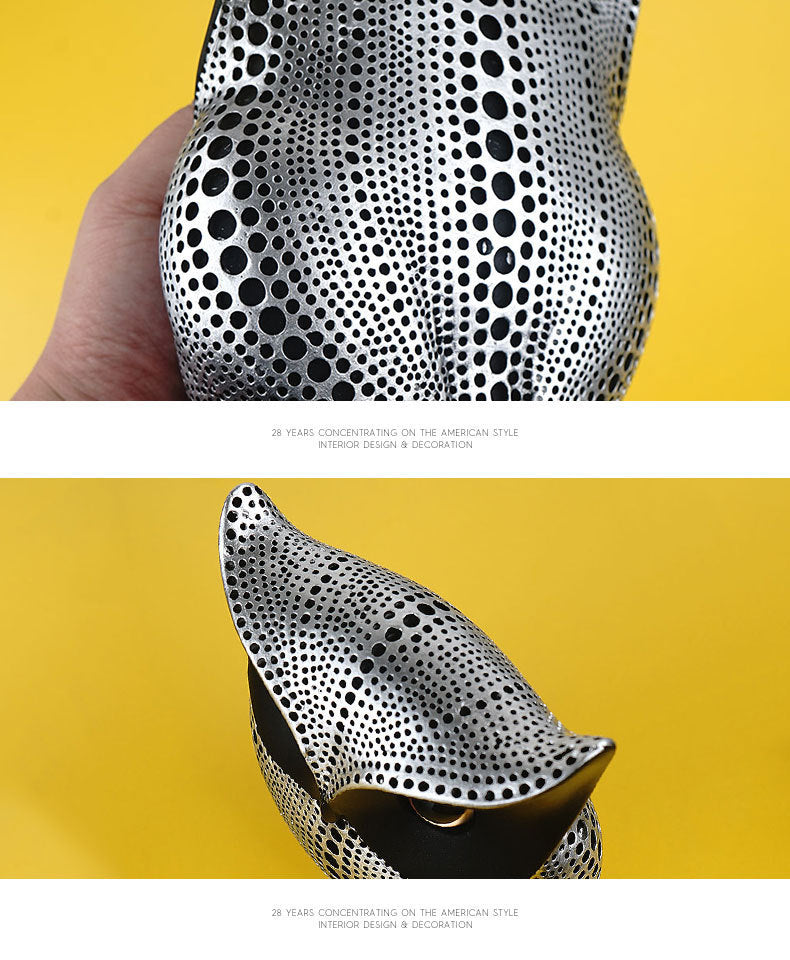 Black silver resin owl statue - modern perforated design for living room TV cabinet and entryway decoration - Image 7