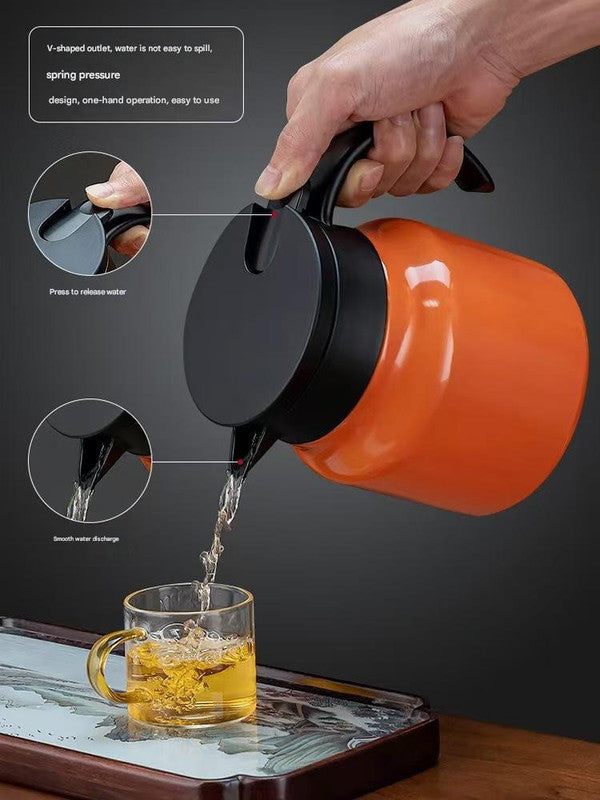 White 316 Stainless Steel Stewing Tea Kettle with Wooden Handle - Insulated Tea and Coffee Kettle with Infuser for Home and Office - Image 2