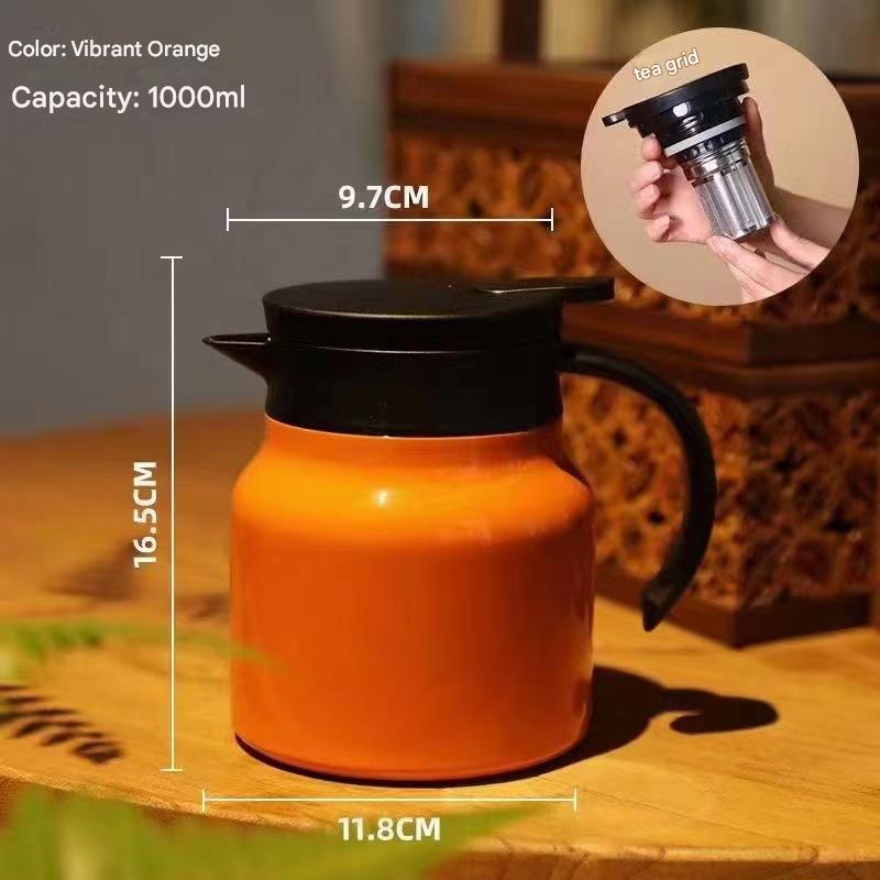 Orange 316 Stainless Steel Stewing Tea Kettle with Wooden Handle - Insulated Tea and Coffee Kettle with Infuser for Home and Office - Image 6