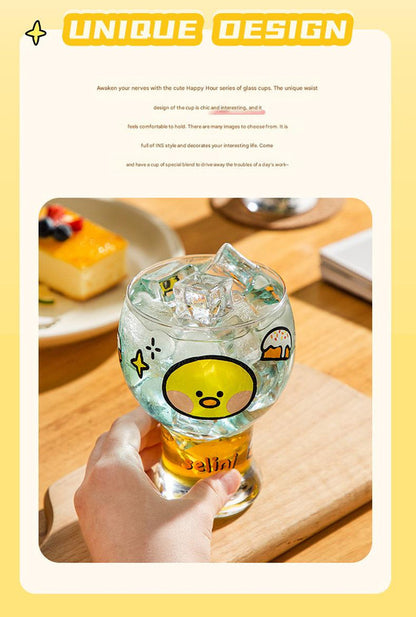 Mini Cartoon Glass Tumbler 400ml,Cute Beer and Juice Cup for Cold Drinks(Brown bear) - Image 4