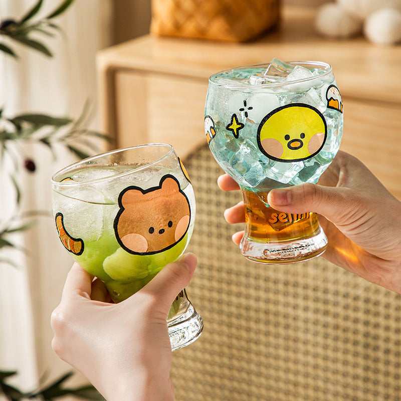 Mini Cartoon Glass Tumbler 400ml,Cute Beer and Juice Cup for Cold Drinks(Green frog) - Image 4