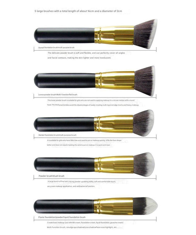 10-Piece Black silver Makeup Brush Set - Large and Small Brushes for Professional Beauty Application - Image 2