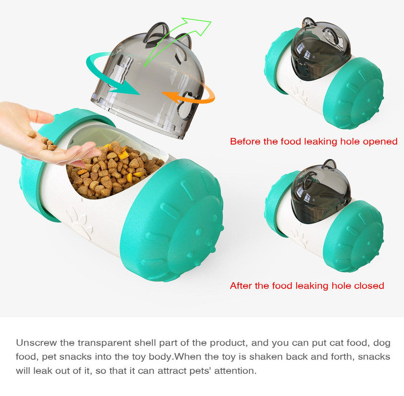 Pet Tumbler Treat Dispenser Ball,Interactive Feeding Toy for Dogs and Cats(Green and white) - Image 5