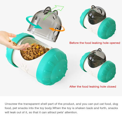 Pet Tumbler Treat Dispenser Ball,Interactive Feeding Toy for Dogs and Cats(Yellow and white) - Image 5