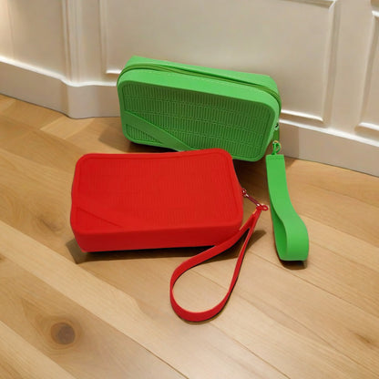 Red Silicone Zipper Storage Pouch - Stylish Multi-Purpose Organizer with Wrist Strap - Image 3