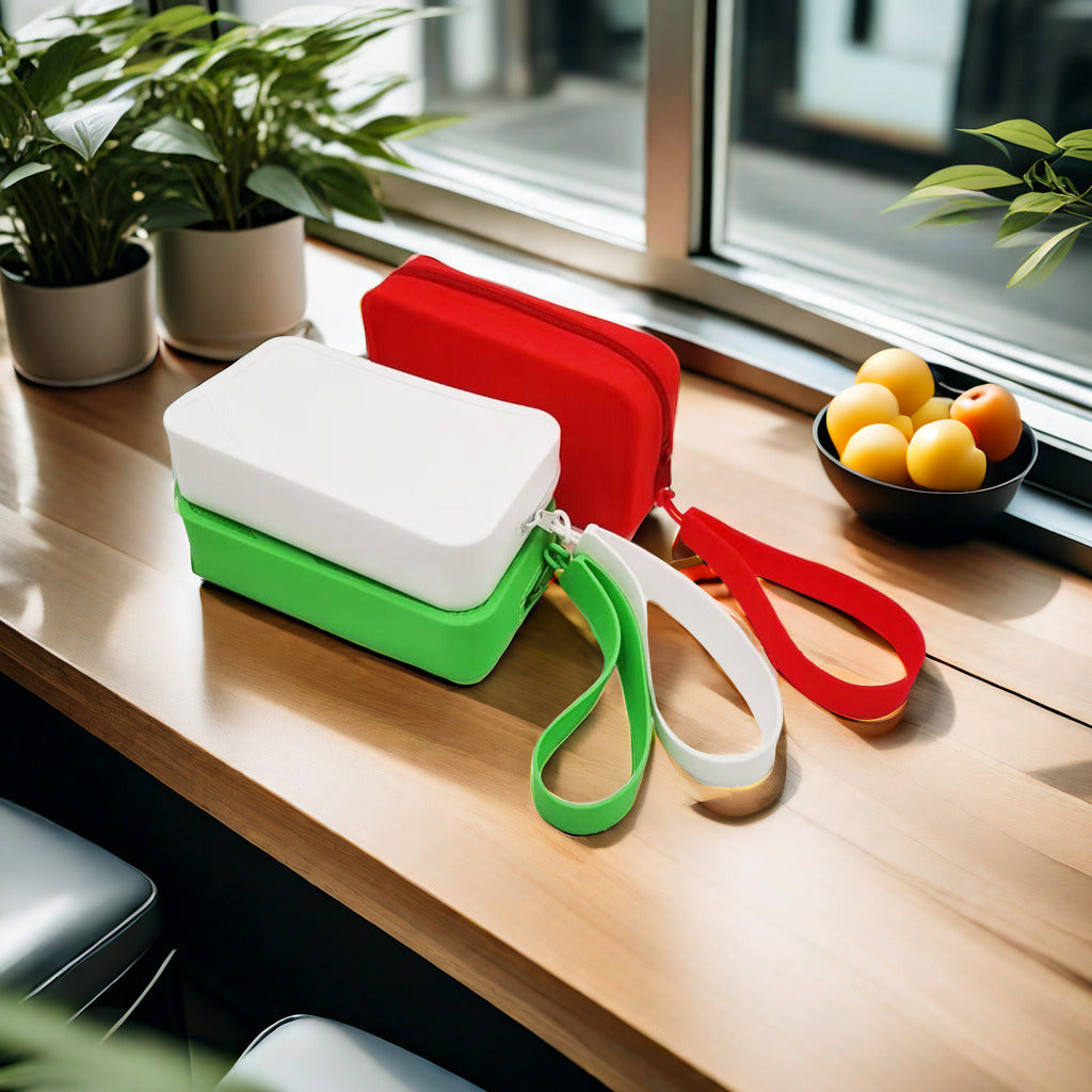 Red Silicone Zipper Storage Pouch - Stylish Multi-Purpose Organizer with Wrist Strap - Image 4