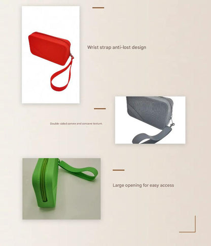 Red Silicone Zipper Storage Pouch - Stylish Multi-Purpose Organizer with Wrist Strap - Image 6