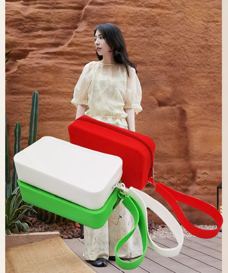 Grass green Silicone Zipper Storage Pouch - Stylish Multi-Purpose Organizer with Wrist Strap - Image 5
