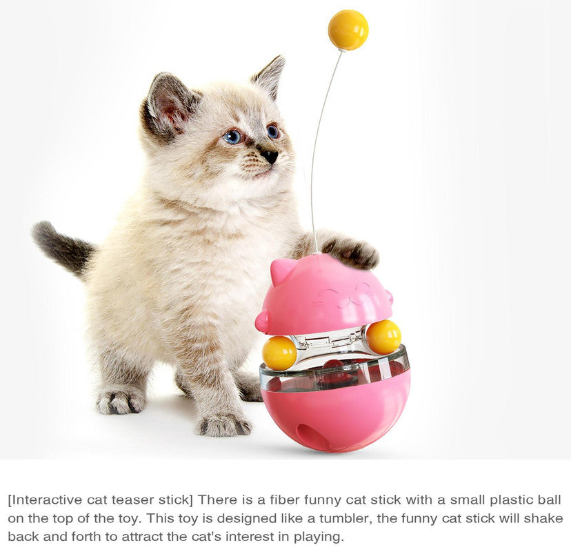 Cat Teaser Cup Toy, Interactive Treat Dispensing Ball with Wand (Blue) - Image 6