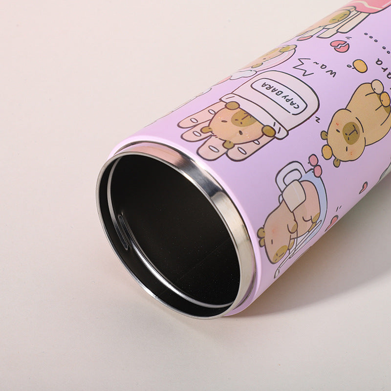 304 Stainless Steel Insulated Tumbler,Cartoon Design Portable Straw Cup for Home and Office(Lake blue) - Image 6