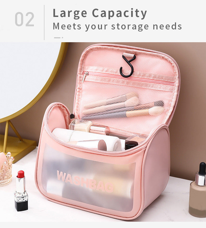 PVC Transparent Cosmetic Bag,Waterproof Portable Travel Organizer with Handle(Sky blue) - Image 6