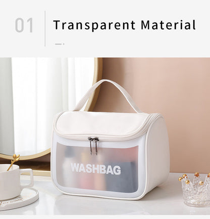 PVC Transparent Cosmetic Bag,Waterproof Portable Travel Organizer with Handle(Yellow) - Image 5