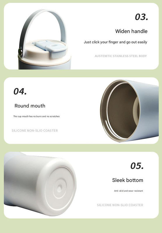 304 Stainless Steel Insulated Tumbler,Large Capacity with Handle and Cute Cloud Accessory(Green) - Image 6