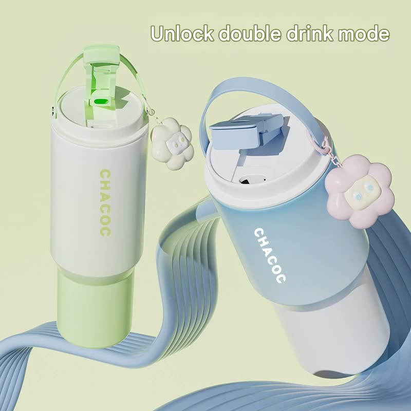 304 Stainless Steel Insulated Tumbler,Large Capacity with Handle and Cute Cloud Accessory(Purple) - Image 2