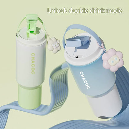 304 Stainless Steel Insulated Tumbler,Large Capacity with Handle and Cute Cloud Accessory(Blue) - Image 2