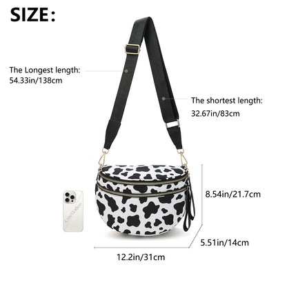 Oxford Cloth Crossbody Bag,Large Capacity Shell-Shaped Fanny Pack with Adjustable Strap(Black and white plaid) - Image 4