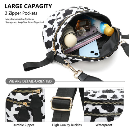 Oxford Cloth Crossbody Bag,Large Capacity Shell-Shaped Fanny Pack with Adjustable Strap(Black) - Image 2