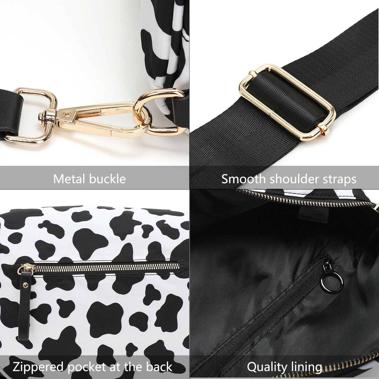 Oxford Cloth Crossbody Bag,Large Capacity Shell-Shaped Fanny Pack with Adjustable Strap(Brown plaid) - Image 3