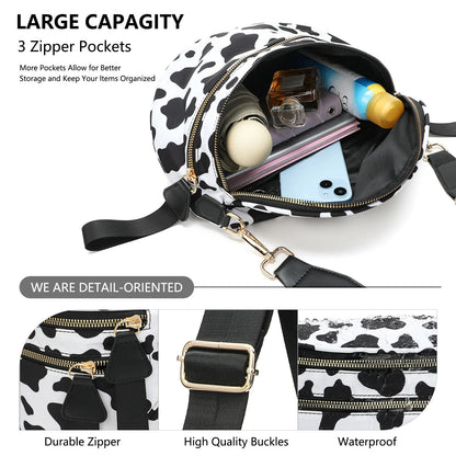 Oxford Cloth Crossbody Bag,Large Capacity Shell-Shaped Fanny Pack with Adjustable Strap(Khaki plaid) - Image 2