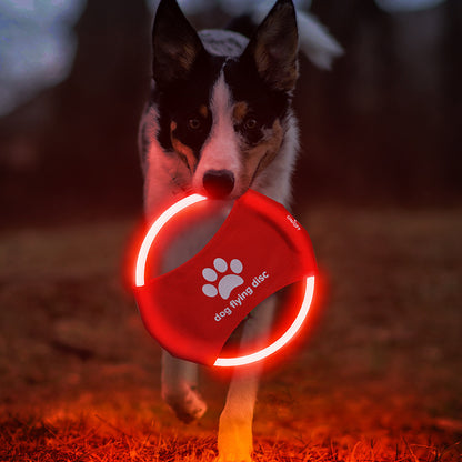 Blue LED Rechargeable Dog Flying Disc - Glow-in-the-Dark Pet Training Toy with Paw Design - Image 2
