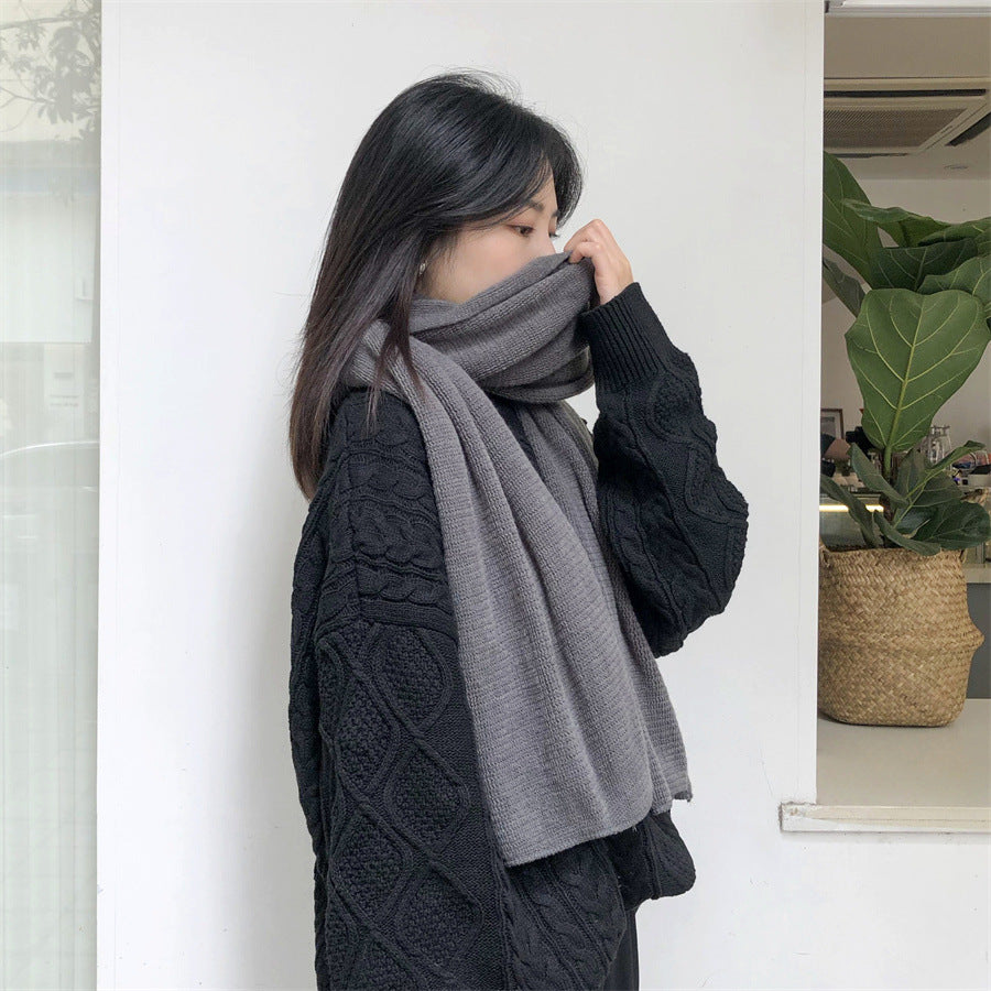 Dark gray Imitation Cashmere Solid Scarf - Warm Winter Shawl for Men and Women - Image 8