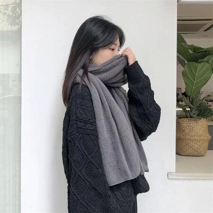 Dark gray Imitation Cashmere Solid Scarf - Warm Winter Shawl for Men and Women - Image 8