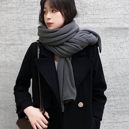 Beige Imitation Cashmere Solid Scarf - Warm Winter Shawl for Men and Women - Image 2