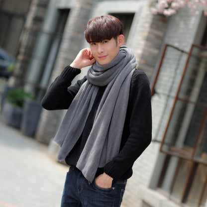 Beige Imitation Cashmere Solid Scarf - Warm Winter Shawl for Men and Women - Image 5