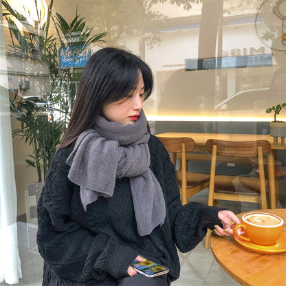 Red Imitation Cashmere Solid Scarf - Warm Winter Shawl for Men and Women - Image 4