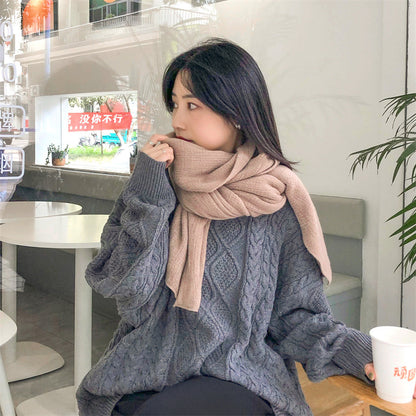 Khaki Imitation Cashmere Solid Scarf - Warm Winter Shawl for Men and Women - Image 3