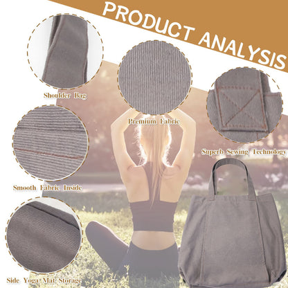 Yoga Mat Tote Bag - Durable Canvas Shoulder Bag for Outdoor Workouts & Travel(Khaki) - Image 3