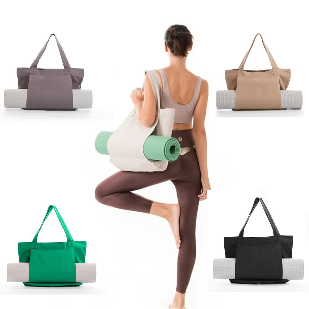 Yoga Mat Tote Bag - Durable Canvas Shoulder Bag for Outdoor Workouts & Travel(Green) - Image 2