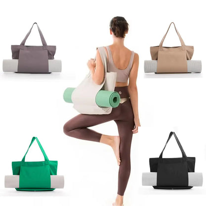 Yoga Mat Tote Bag - Durable Canvas Shoulder Bag for Outdoor Workouts & Travel(Black) - Image 2