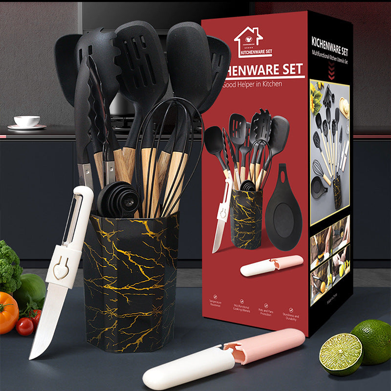 Gray 12-Piece Silicone Cooking Utensil Set - Non-Stick Food-Grade Kitchen Tools with Holder - Image 2