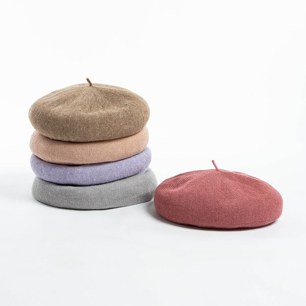 White Linen Knit Beret - Classic Soft and Stylish Headwear - Image 3