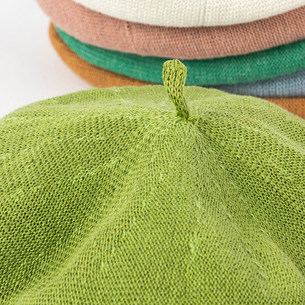 White Linen Knit Beret - Classic Soft and Stylish Headwear - Image 5