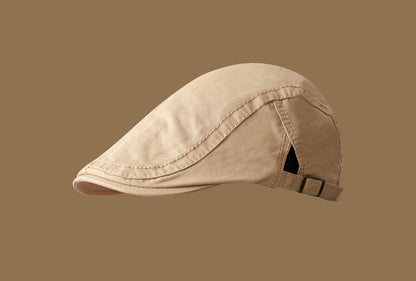 Retro Newsboy Cap - Unisex Vintage Flat Beret with Visor(Apricot )