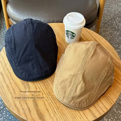 Retro Newsboy Cap - Unisex Vintage Flat Beret with Visor(Coffee) - Image 2