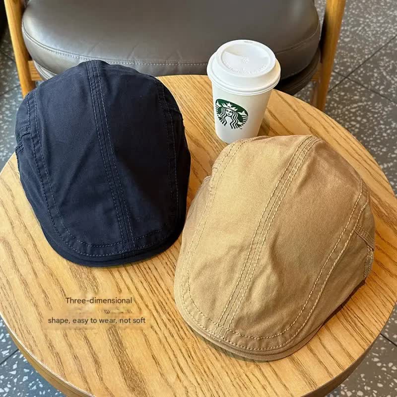 Retro Newsboy Cap - Unisex Vintage Flat Beret with Visor(Navy) - Image 2