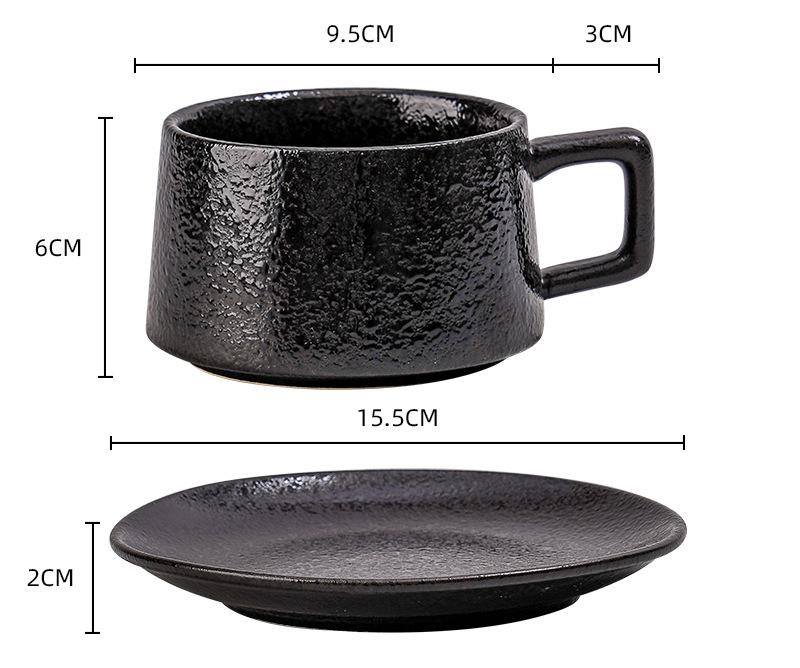 Vintage Ceramic Coffee Cup and Saucer Set - Elegant Afternoon Tea Set(Ink Black)