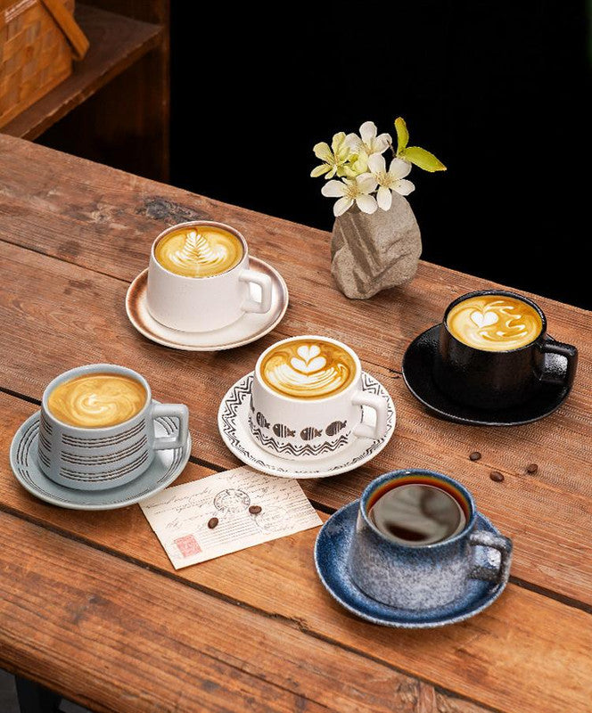 Vintage Ceramic Coffee Cup and Saucer Set - Elegant Afternoon Tea Set(Matcha White) - Image 3