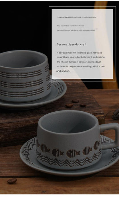 Vintage Ceramic Coffee Cup and Saucer Set - Elegant Afternoon Tea Set(Matcha White) - Image 4