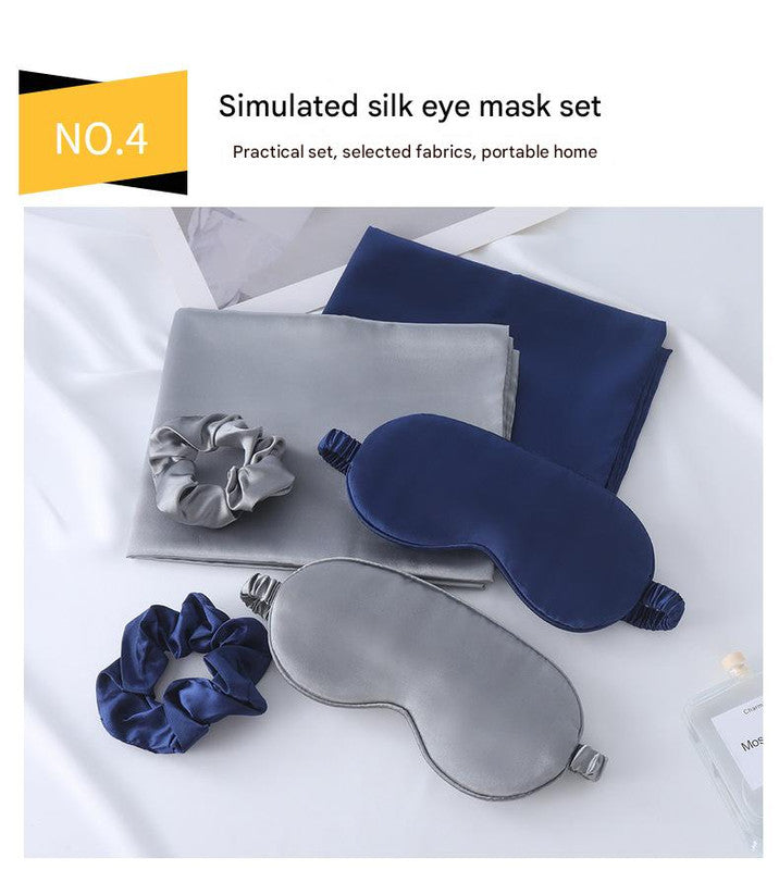 Luxury Satin Sleep Mask Gift Set,4-Piece with Pillowcase and Hair Accessories(Pink) - Image 5