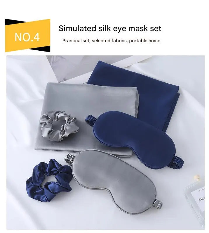 Luxury Satin Sleep Mask Gift Set,4-Piece with Pillowcase and Hair Accessories(Gold) - Image 5