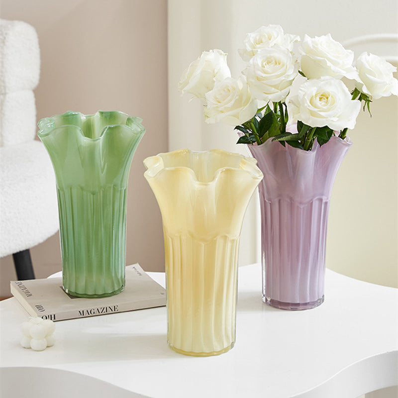 Nordic-Style Glass Vase - Elegant Fluted Flower Vase for Home Decor(Pink) - Image 4