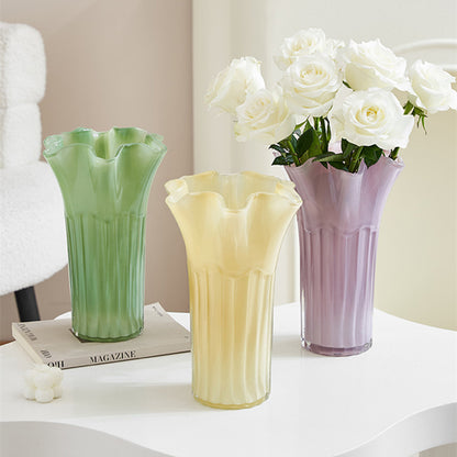 Nordic-Style Glass Vase - Elegant Fluted Flower Vase for Home Decor(Green) - Image 4